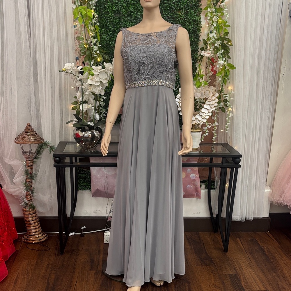 Dancing Queen Gray Lace Maxi Dress